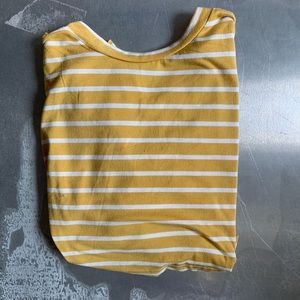 SHEIN Yellow and White Striped Crop Top